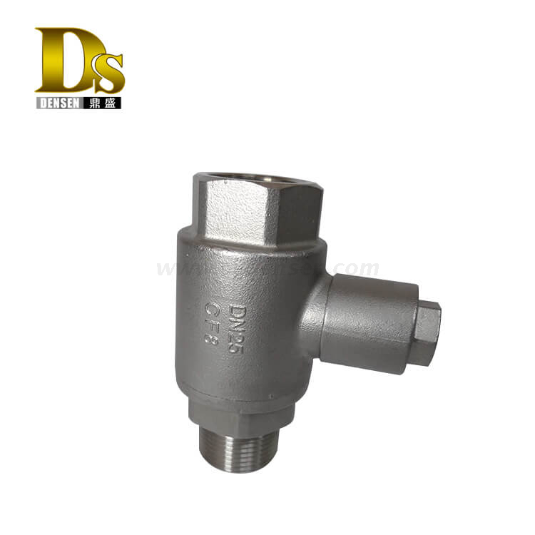 Densen Customized stainless steel 304 Silica sol casting and machining 3way valve body for gas,casting valve body and adapter